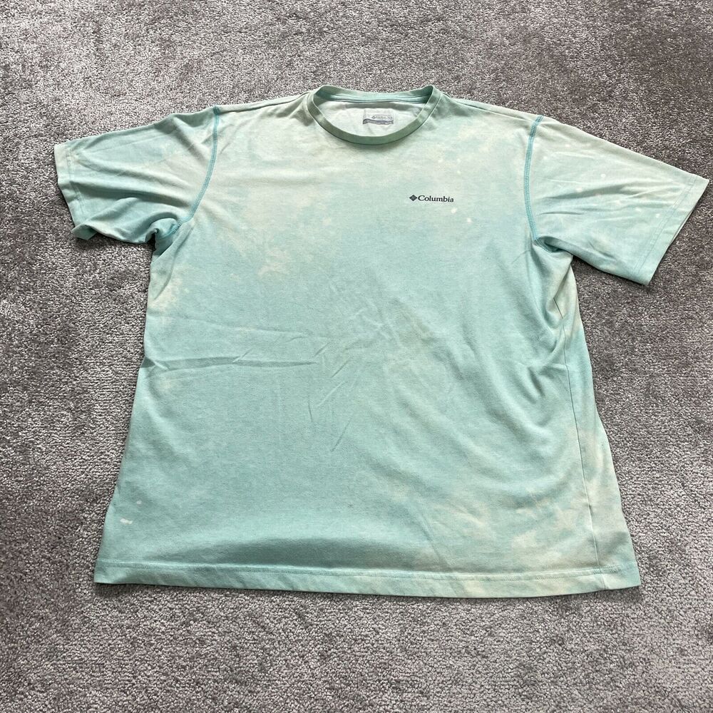 Columbia Omni Wick T-Shirt Mens XL Green Tie Dye Crew Neck Short Sleeve Casual